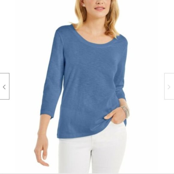 NWT Style Co 3/4-Sleeve Scoop-Neck Top Riviera - Picture 1 of 2